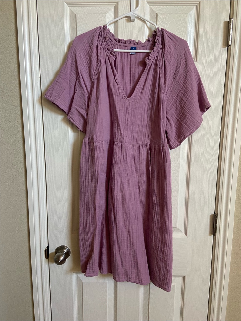 Old Navy Dusty Mauve Smocked V-Neck Midi Dress